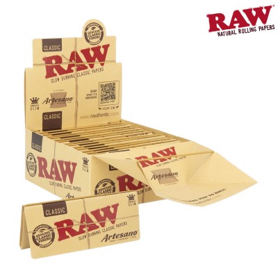 RAW ARTESANO CLASSIC KING SIZE CIGARETTE ROLLING PAPERS 15CT/PACK